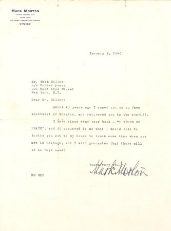 Letter to Webb Miller