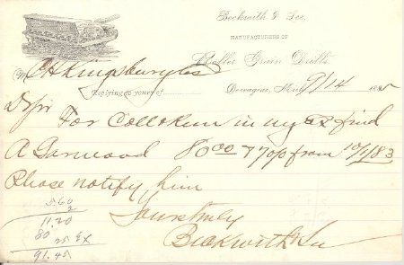 Letter Beckwith & Lee 1895