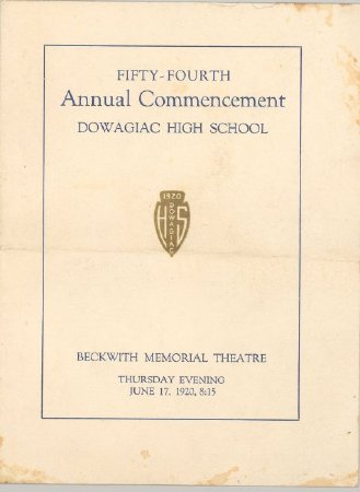 D.H.S. 1920 Graduation Program