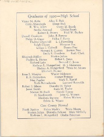 D.H.S. 1920 Graduation Program