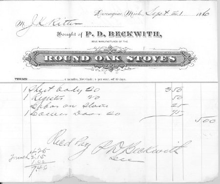 Invoice P.D Beckwith 1886