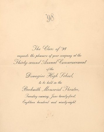 1898 DHS graduation invitation