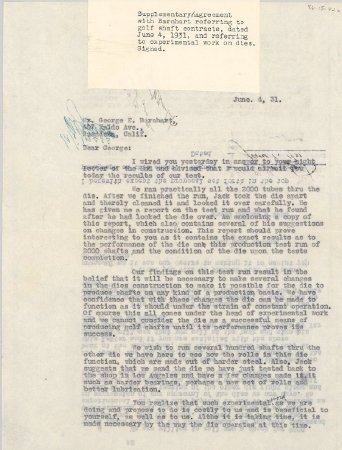 Heddon Letter to Geo Barnhart