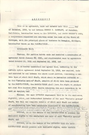 Heddon/Barnhart Contract 1932
