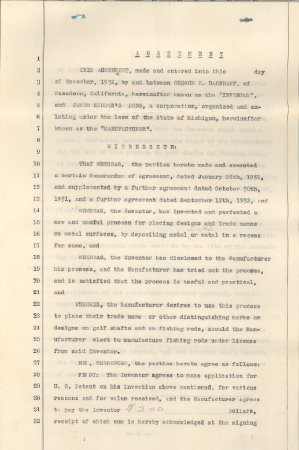 Heddon/Barnhart Contract 1932